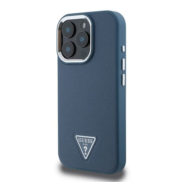 iPhone 16 Pro Max Antishock Kotelo Tekstuurilla ja Triangulaarisella Guess-logolla Sininen Blå