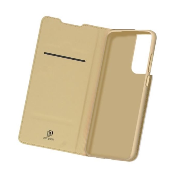 Fodral för Samsung Galaxy S21 Ultra - DUX DUCIS - Ekologiskt läder - Gul - Kortfack - Videostöd Guld