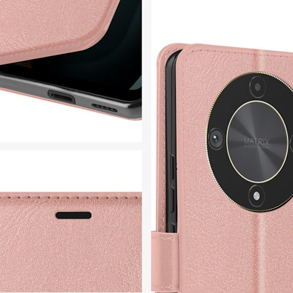 Honor Magic 6 Lite plånboksfodral - Mayaxess - Champagnerosa - Stativ och handledsremsfunktion Rosa