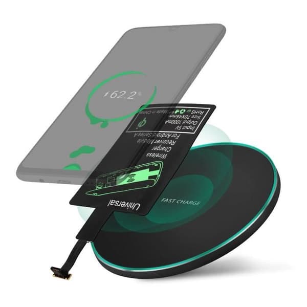 Qi-lader - Laderpakke - Micro-USB - Hurtigopladning - USB-C kompatibel - Sort Svart