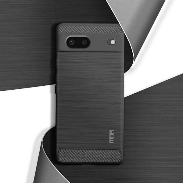 Google Pixel 7 Cover Soft Carbon Effect Børstet Metal MOFI sort