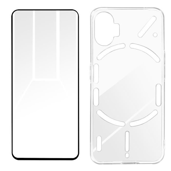 Nothing Phone 1 Case Soft Gel Silikone og 9H hærdet glasfilm Sort omrids Svart