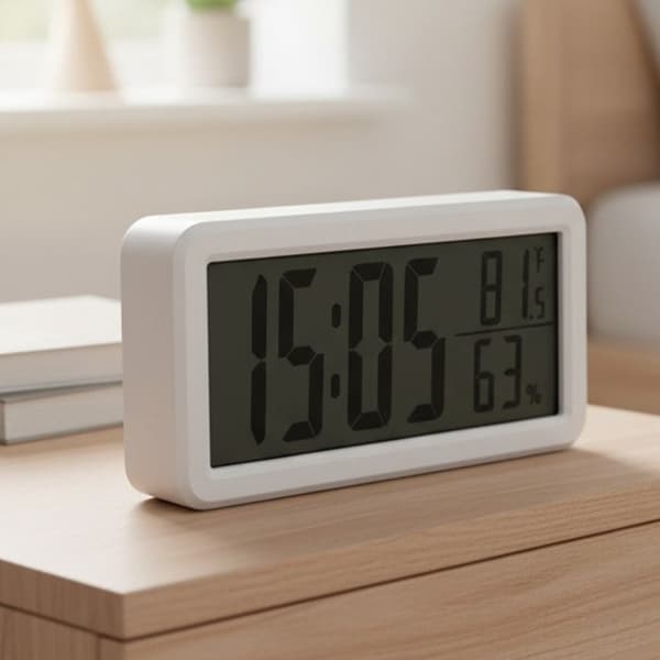 Väckarklocka - AVIZAR - Multifunktion - Termometer - Hygrometer - Minimalistisk design Vit
