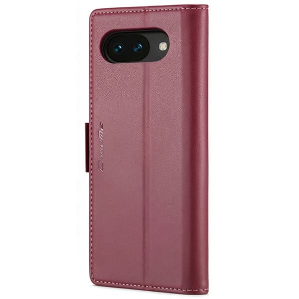Plånboksfodral för Google Pixel 10a Anti-RFID med Ställ CaseMe Bordeaux Röd