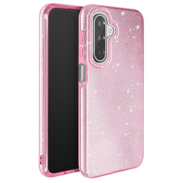 Cover til Galaxy A17 Bi-Materiale Design og Glitrende Rosa Rosa