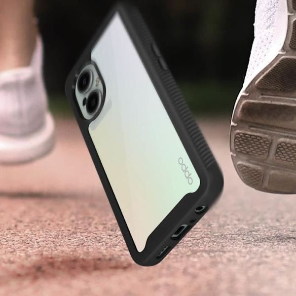 Coque - AVIZAR - Oppo Reno 8 Lite 5G - Transparent Bak - Svart Silikon - Förstärkt Skydd Transparent + Svart