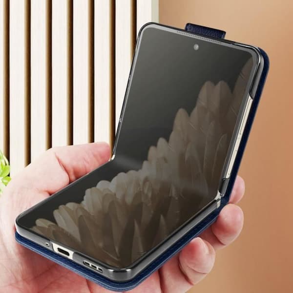 Folio til Oppo Find N2 Flip - Simili læder med tekstur - Magnetisk lukning - Blå Blå