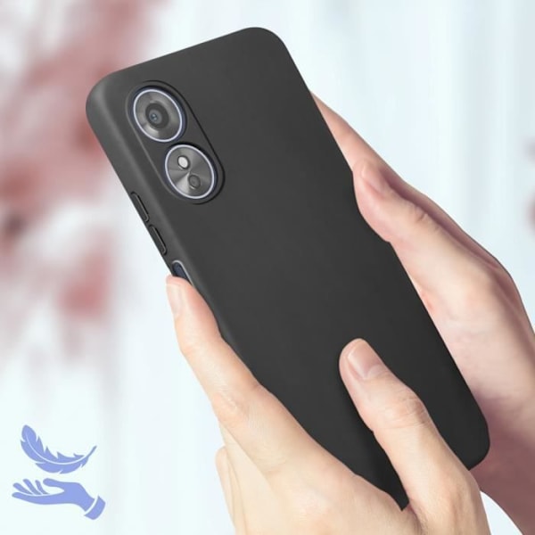 AVIZAR suojakotelo Oppo A17:lle - Puolijäykkä Soft-touch Fine Black Svart