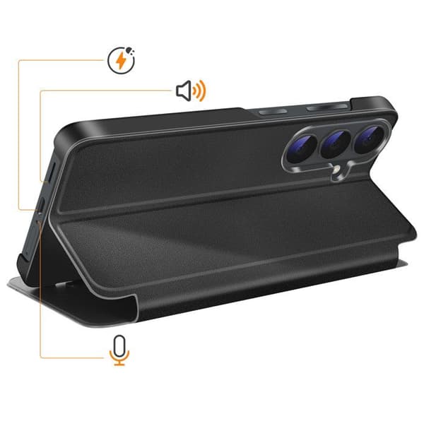 Flip Cover til Galaxy S26 Plus Bi-Materiale Design med Støttefunktion Sort Svart