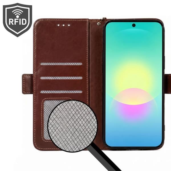Plånboksfodral för Galaxy A27 Läderlook med Stödfunktion Anti-RFID Brun brun