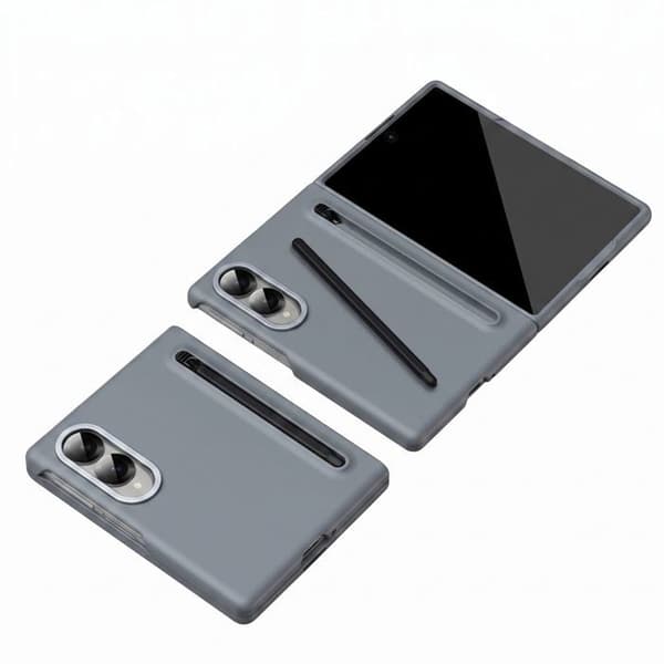 Heltäckande skal för Galaxy Z Fold 8 med härdat glas och grå stylus Grå