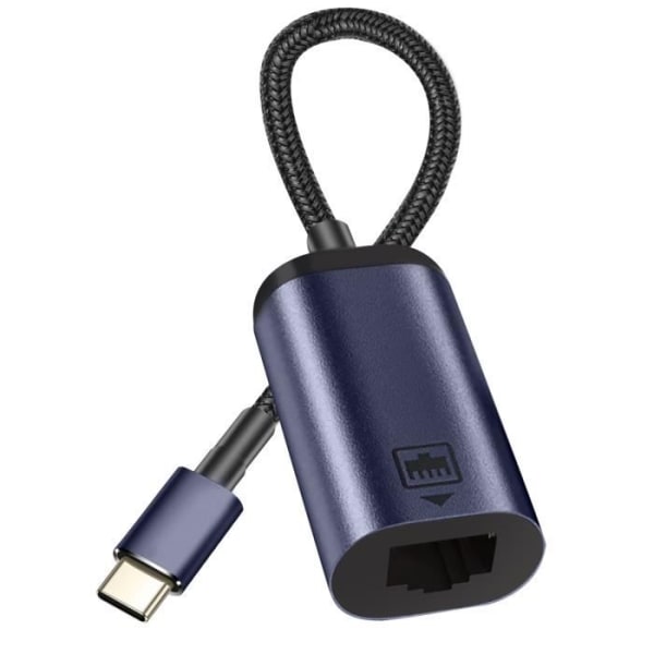 USB-C-Ethernet-sovitinkaapeli - AVIZAR - Nopeus 100 Mbps - Pituus 10 cm - Tummanharmaa