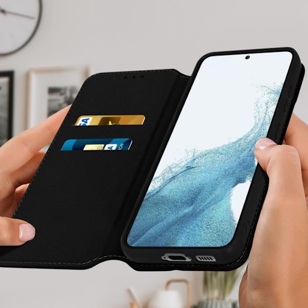 AVIZAR Suojakuori Samsung Galaxy S23:lle - Musta - Kääntökorttitelineen videotuki svart