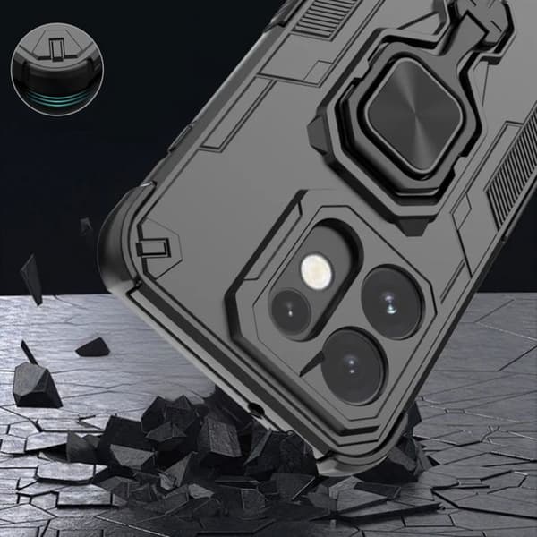 Stødabsorberende cover til Oppo Reno 16 med magnetisk ringefunktion i sort Svart