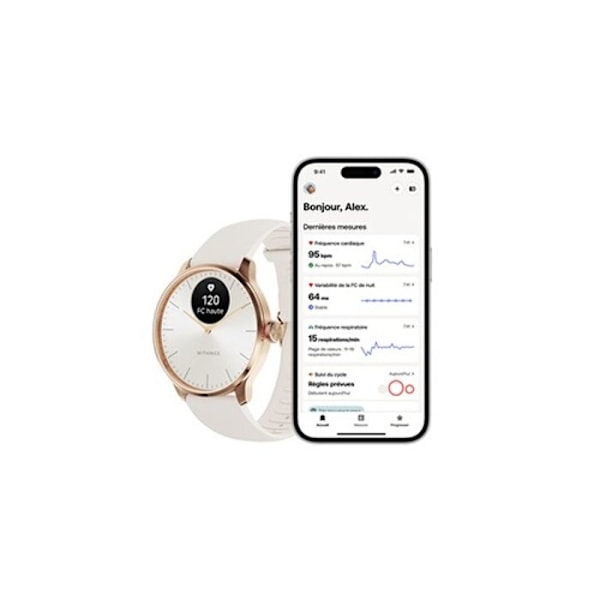 Withings ScanWatch Light 37mm White and Gold Connected Watch