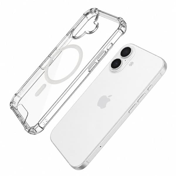 MagSafe-skal för iPhone 16 Plus Stötsäker Bumper med Förstärkta Hörn Transparent Vit