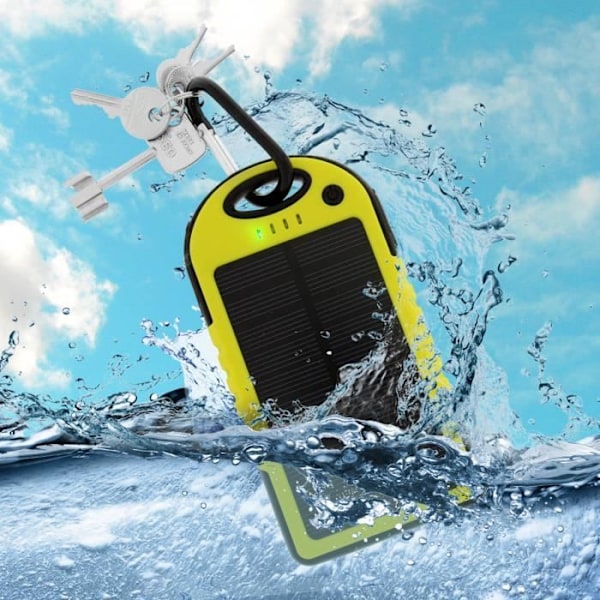 Solar Charger Emergency Battery 5000 mAh Mobiler og Smartphones - Gul