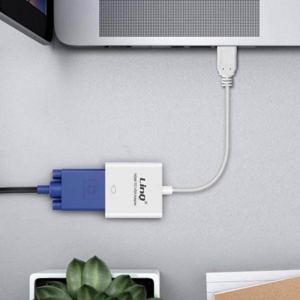 USB 3.0 Videoadapter - LinQ - Han til VGA Hun - 1920x1080 - Hvid - Kompakt