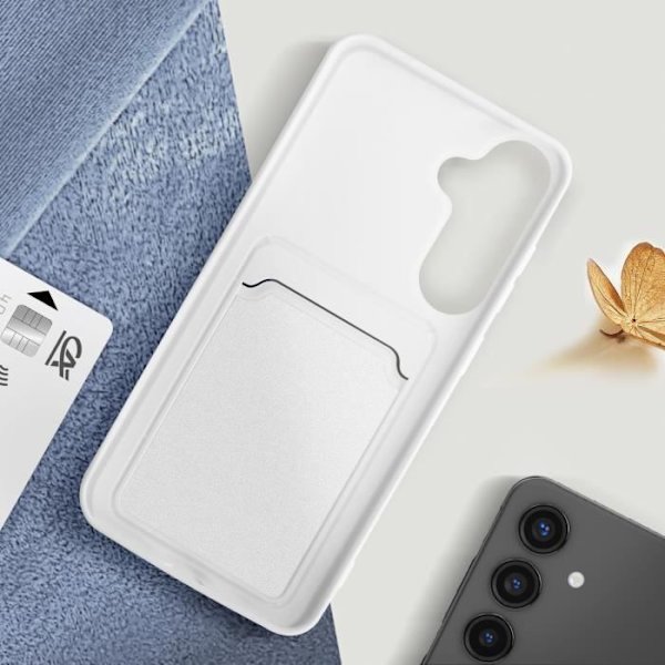 Suojakuori Samsung Galaxy S24 -korttikotelolle Pehmeä sormenjälkiä estävä valkoinen