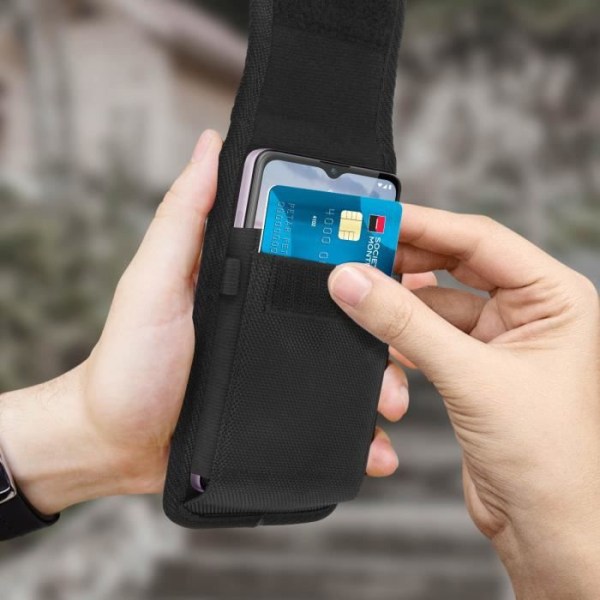 Oxford Cloth Vertikalt Smartphone-bälteshölster med korthållare Svart Svart