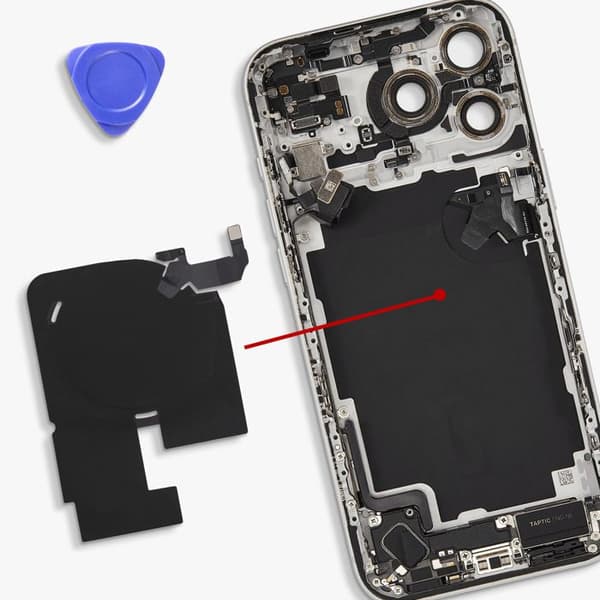 NFC Antenne Nappe til iPhone 17 Pro Max med Qi Opladningsspole / Sort Flash Kabel / Guld Svart