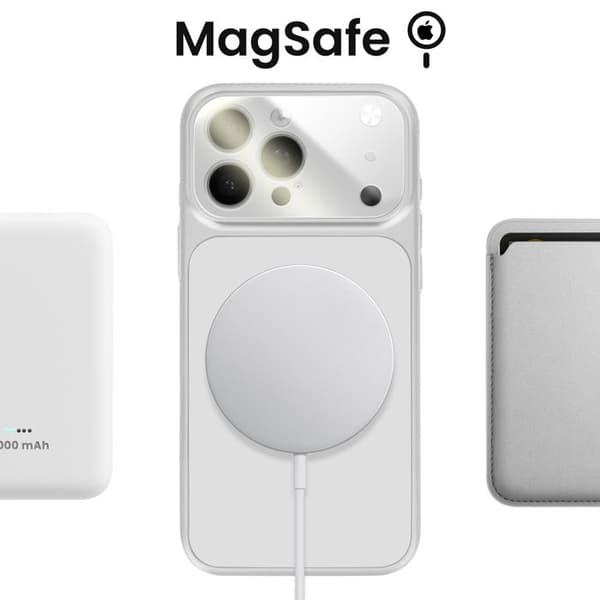 MagSafe-skal för iPhone 15 Pro Hårt med Glas Kameraskydd Silver Grå
