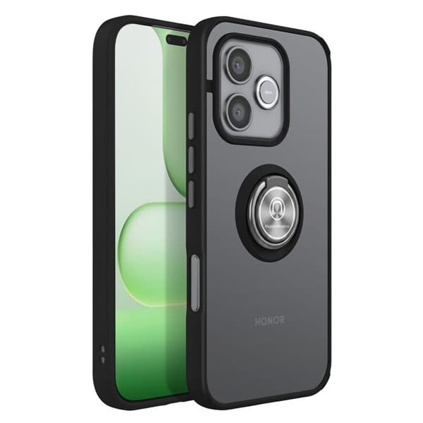 Cover til Honor 600 Lite med ringstøtte og magnetisk beslag sort Svart
