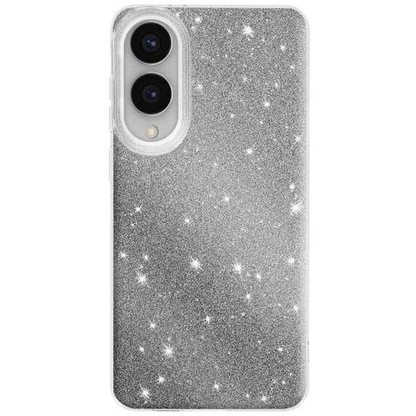 Skydd för Galaxy S25 Edge, två-materialsdesign och glittrig silverfinish Grå