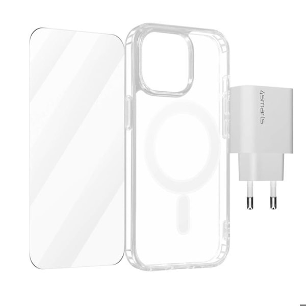 Kit 3 i 1 til iPhone 15 Pro Max - Magsafe-etui + folie + USB-C oplader - 4smarts