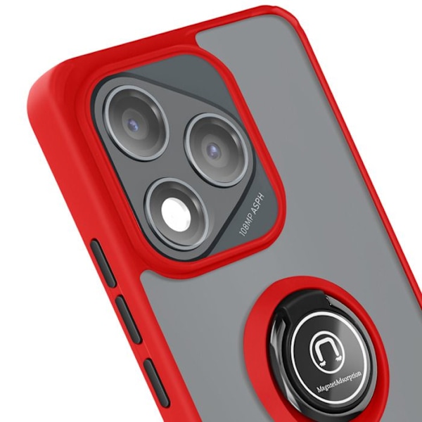 Honor 400 Lite - Magneettirengas läpinäkyvä takakotelo punainen