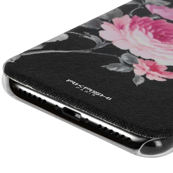Hus iPhone X / XS Plånboksfodral Lotusblomma Akashi Transparent Skal Svart