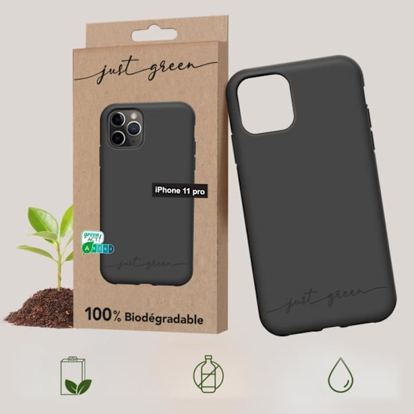 iPhone 11 Pro Genanvendeligt Cover Just Green Sort Svart