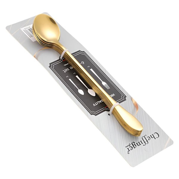 Longdrink Ske - CHEFFINGER - Sæt af 6 - Rustfrit Stål i Guld - Elegant Design - Rustresistente Gul