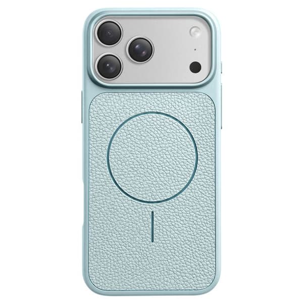 MagSafe-cover til iPhone 17 Pro, Bi-Materiale, Stødabsorberende, Lysblå Lædertekstur Blå
