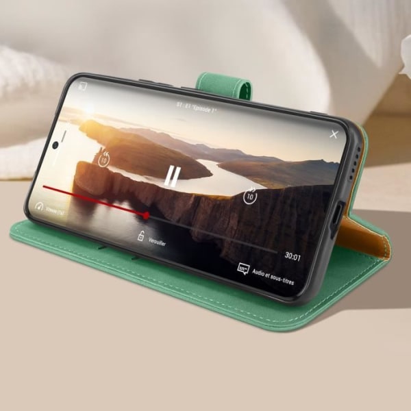 Etui til Honor 90 - AVIZAR - Flip Wallet Video Support - Grønt imiteret læder Grön