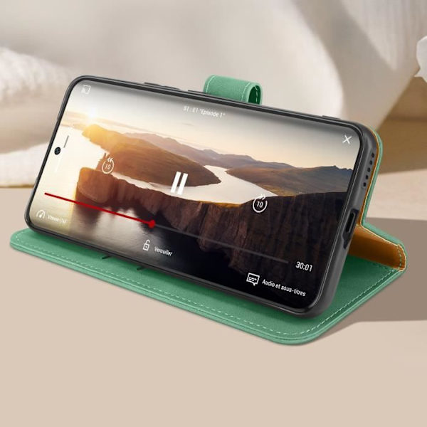 Fodral för Honor 90 - AVIZAR - Videostöd för flipplånbok - Grönt konstläder Grön