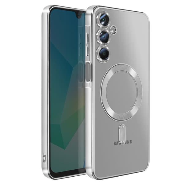 MagSafe-skal - AVIZAR - Galaxy A16 - Silver kromad kontur - Elegant skydd - Semi-styvt Grå