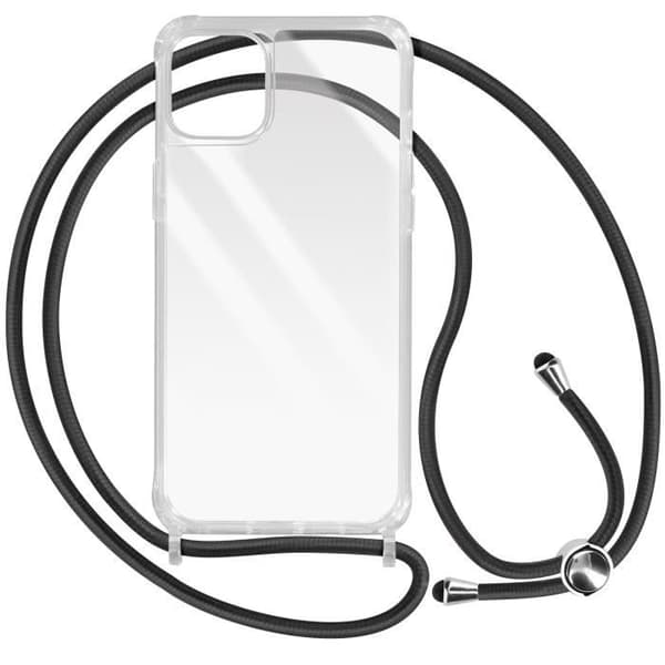 Smartphone case - AVIZAR - iPhone 14 Plus - Hård - Transparent - Justerbar strop 90 cm Vit