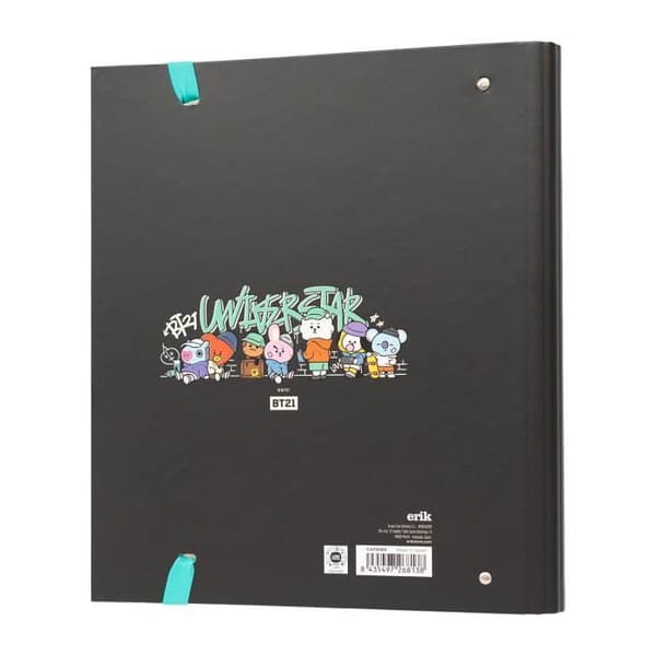 Mapper - Bt21 Street Mood - 4 ringe - 32 x 28 cm - Sort farve
