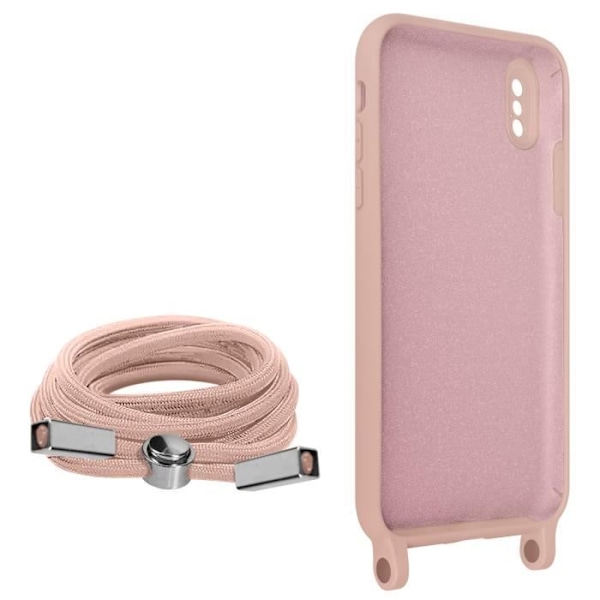 Kuori iPhone X:lle ja XS:lle - AVIZAR - Puolijäykkä - Kaulasuojan nauha 80cm - Roosa Rosa