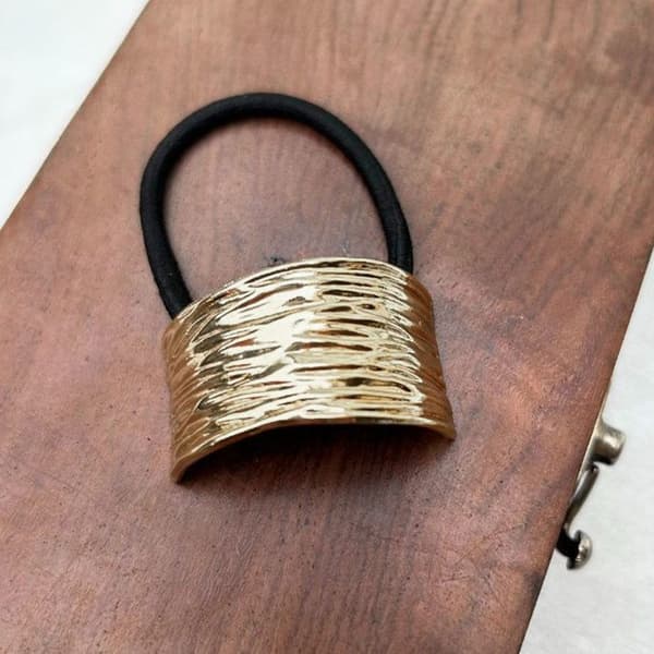 Hårelastik - AVIZAR - Skulptureret Textureret Ring - Sort - Behagelig - Elegant Svart
