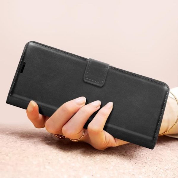 Etui til Xiaomi Redmi 13 med pungfunktion og videostøtte - Sort Svart