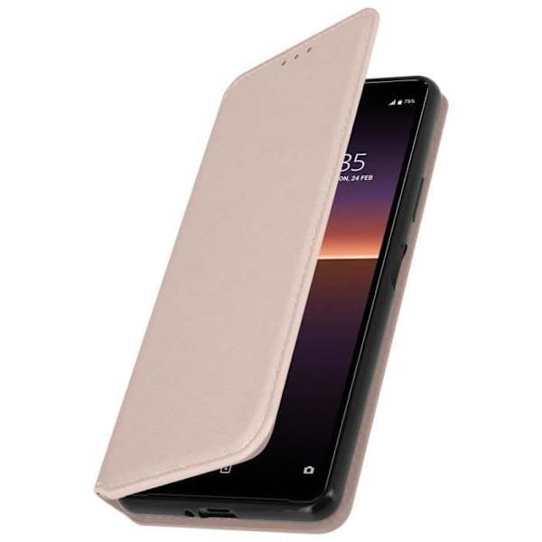Hus - Sony - Xperia 10 2 - Ekoskinn - Roséguld - Stödfunktion Rose guld