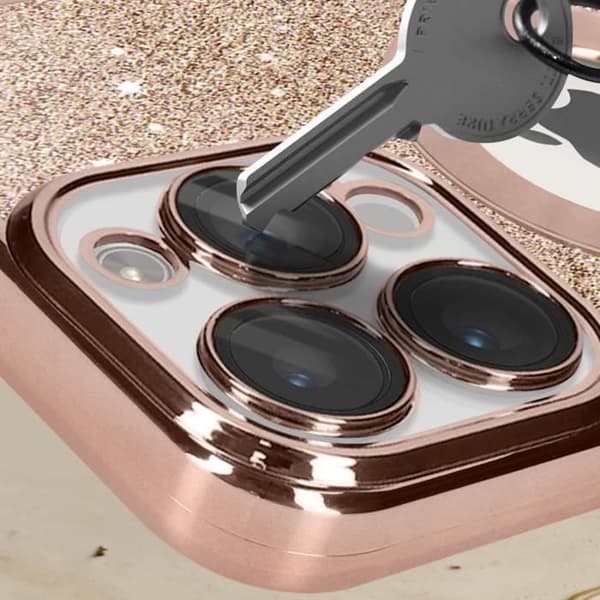 Cover til iPhone 13 Pro - Protecam - Spark - Glitrende - Silikone Gel - Aftagelig Rosa