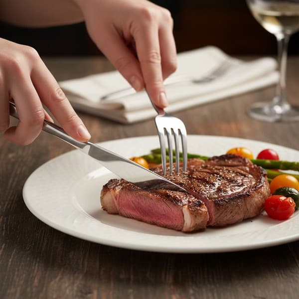 Spiseknive - CHEFFINGER - 23cm - Rustfrit Stål - Sæt af 6 - Korrosionsbestandige Grå