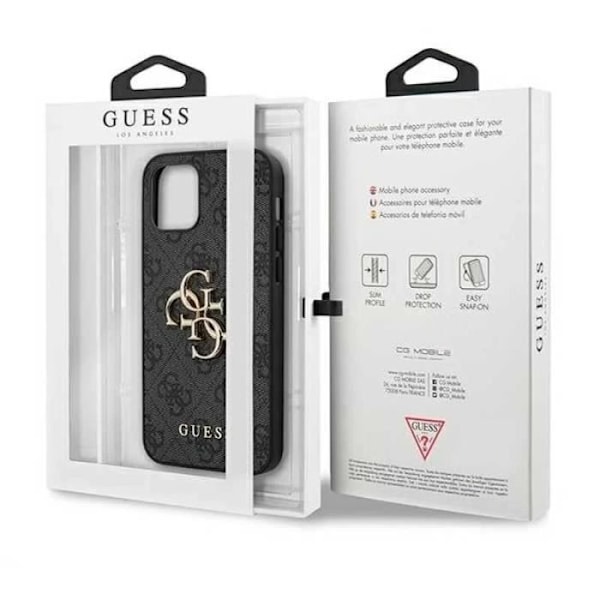 iPhone 12 Pro Max | GUESS-kotelo, jossa on monogrammi ja kultainen metallilogo