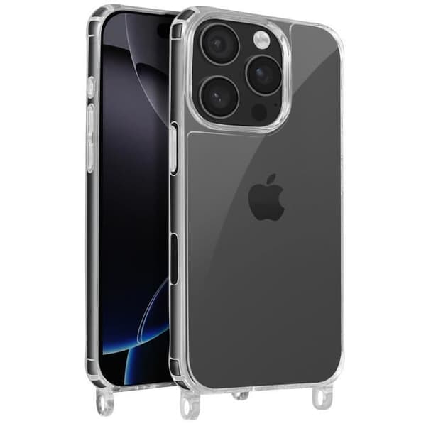 Coque - AVIZAR - iPhone 16 Pro - Silikon Stötsäker - Flätad Snodd - Transparent Transparent