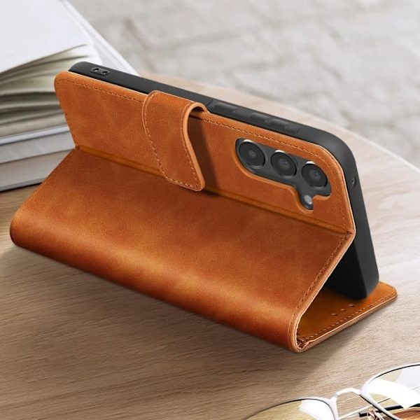 Fodral till Samsung A55 5G - AVIZAR - Tender Book - Plånbok - Video Support - Camel kastanj