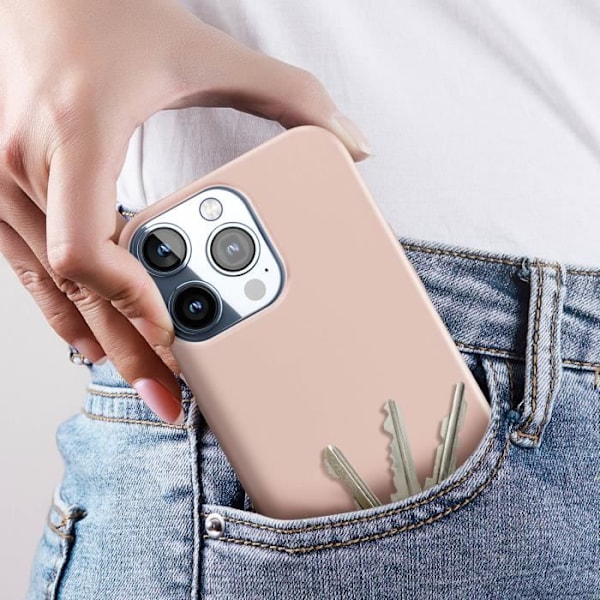 AVIZAR Skyddsfodral för iPhone 15 Pro Max - Halvstyv Soft-touch - Puderrosa - Tunt och lätt Puderrosa