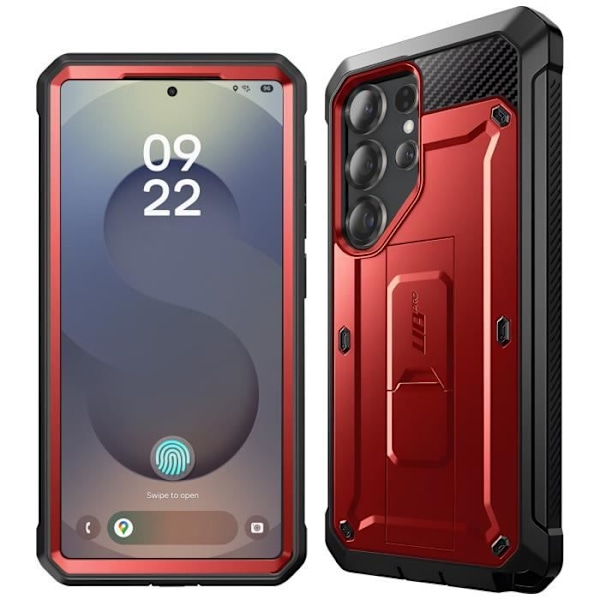 Coque Intégrale til Samsung S25 Ultra Stødabsorberende Stativ Support Supcase Rød Röd